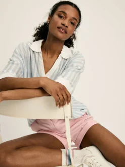 Hadley Blue Stripe Linen Polo Shirt