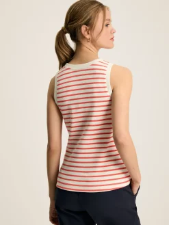 Harbour Cream & Coral Striped Jersey Vest