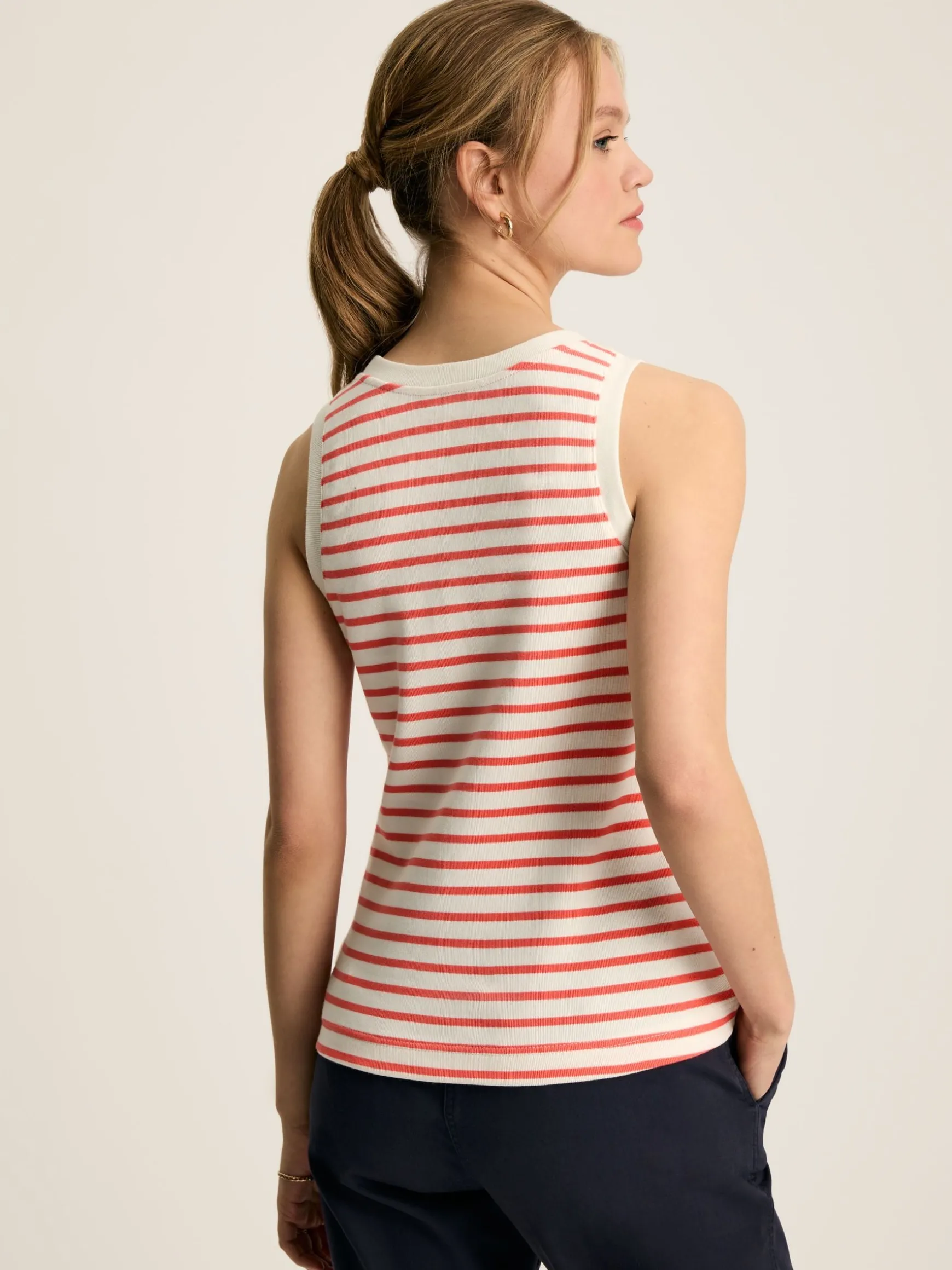 Harbour Cream & Coral Striped Jersey Vest