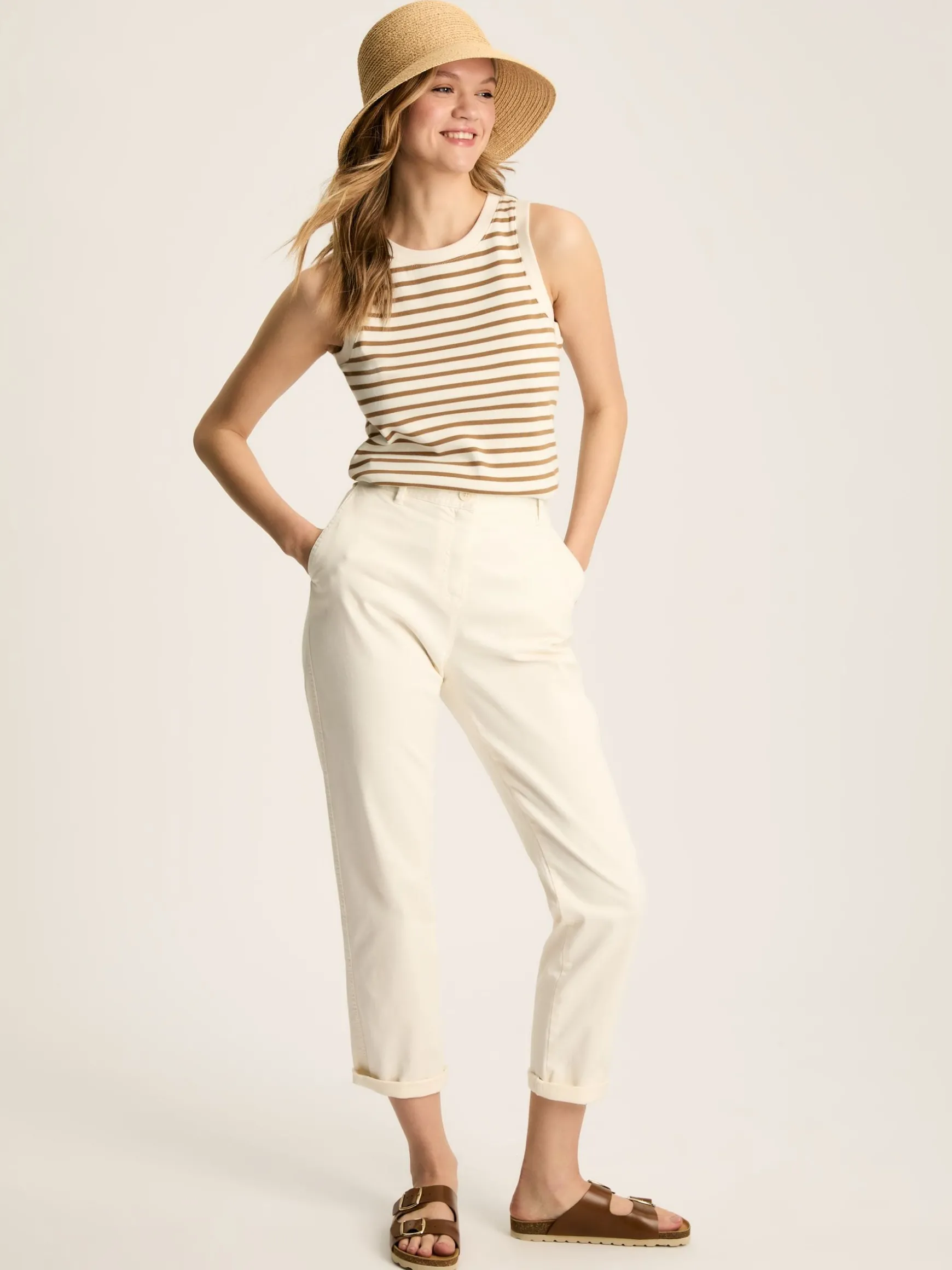 Harbour Cream & Tan Striped Jersey Vest