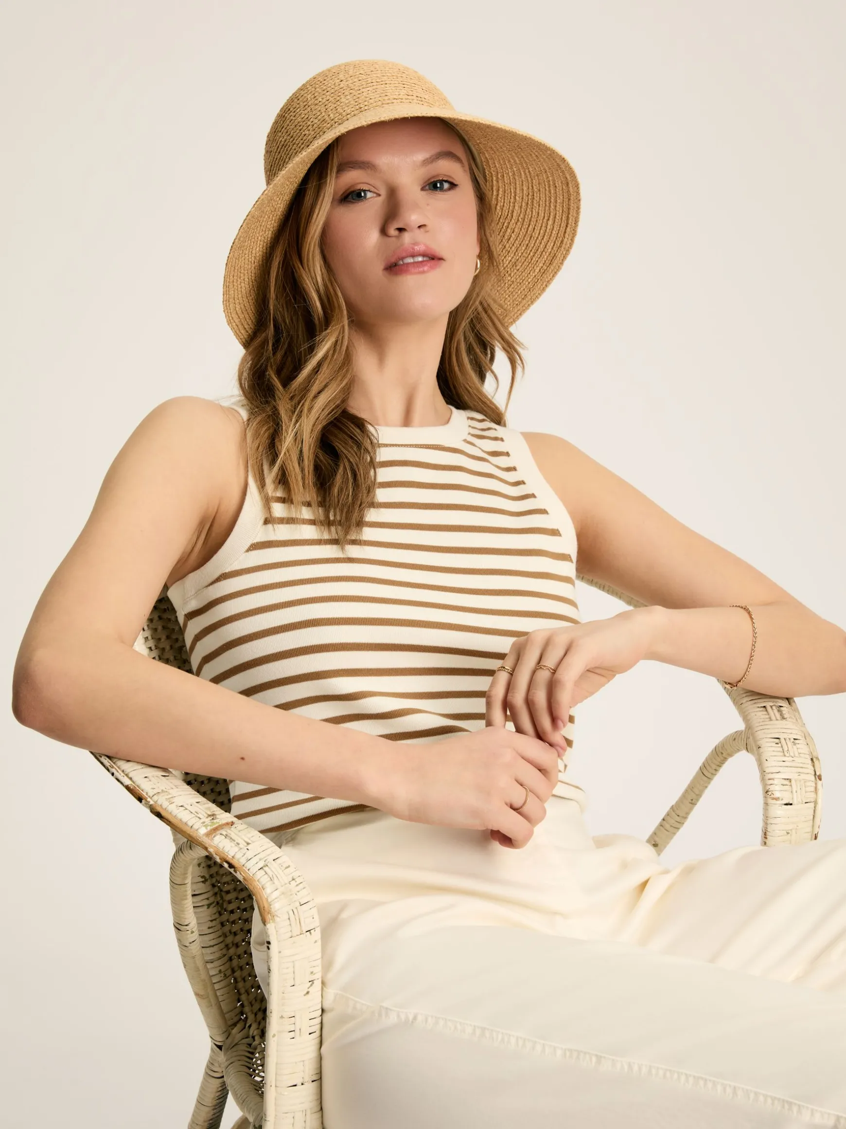Harbour Cream & Tan Striped Jersey Vest