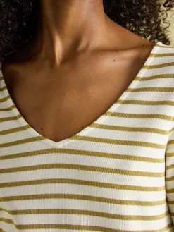 Harbour Cream/Gold V-Neck Jersey Top