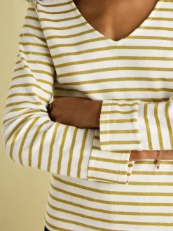 Harbour Cream/Gold V-Neck Jersey Top