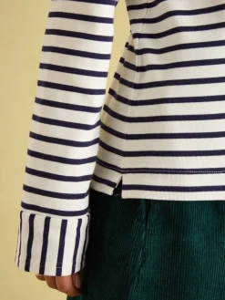 Harbour Cream/Navy V-Neck Jersey Top