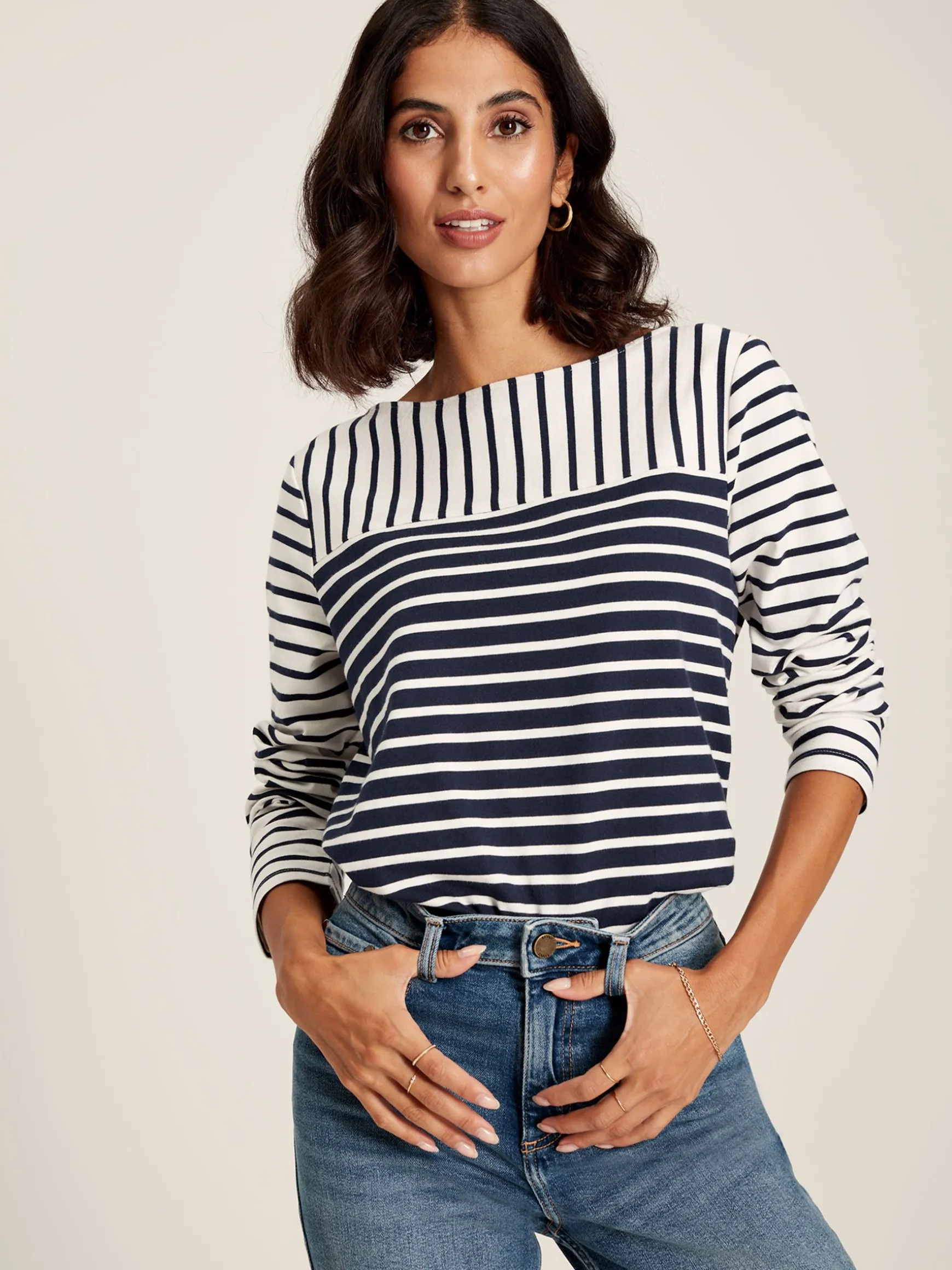 Harbour Navy Hotchpotch Long Sleeve Breton Top