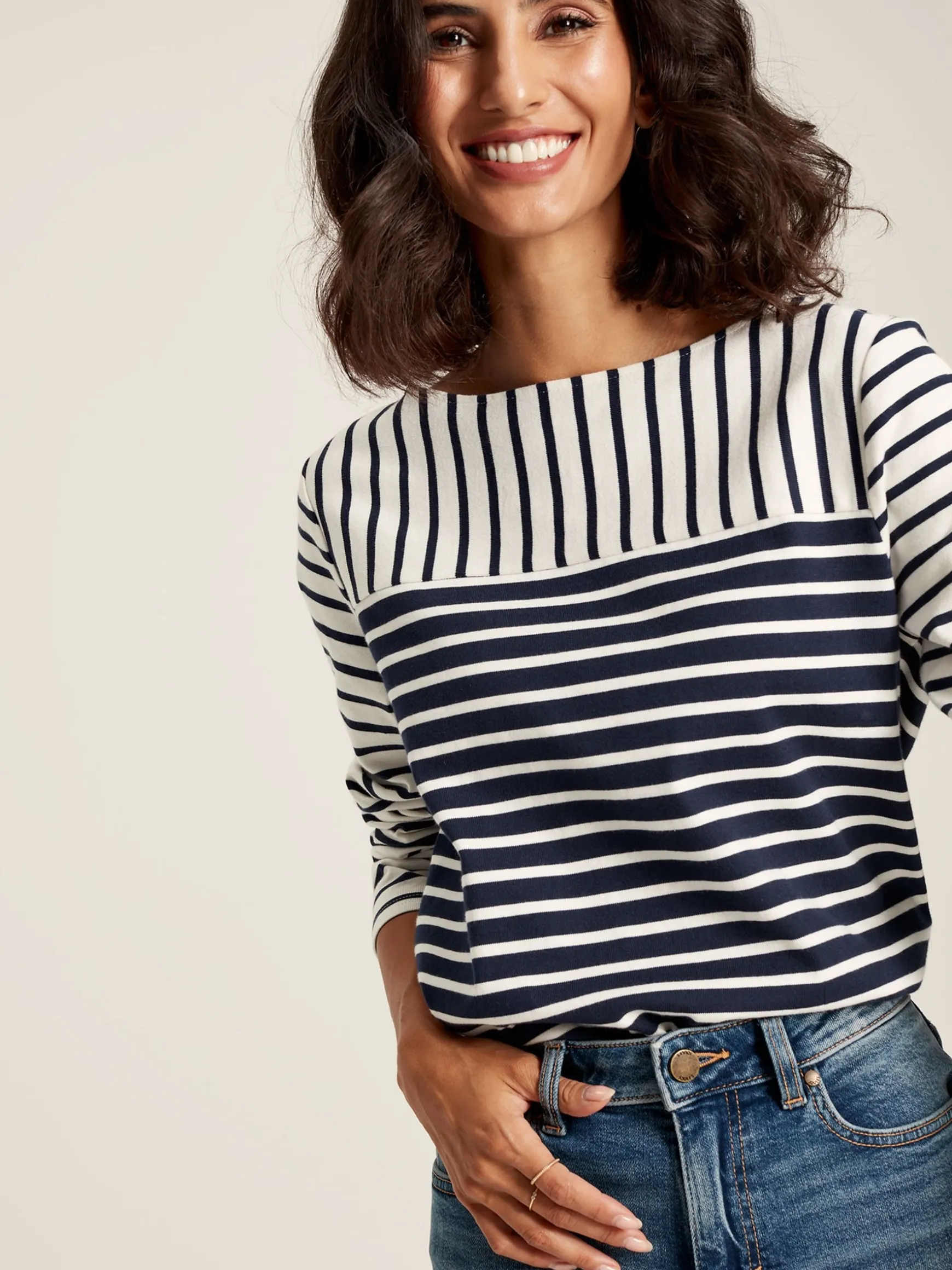 Harbour Navy Hotchpotch Long Sleeve Breton Top