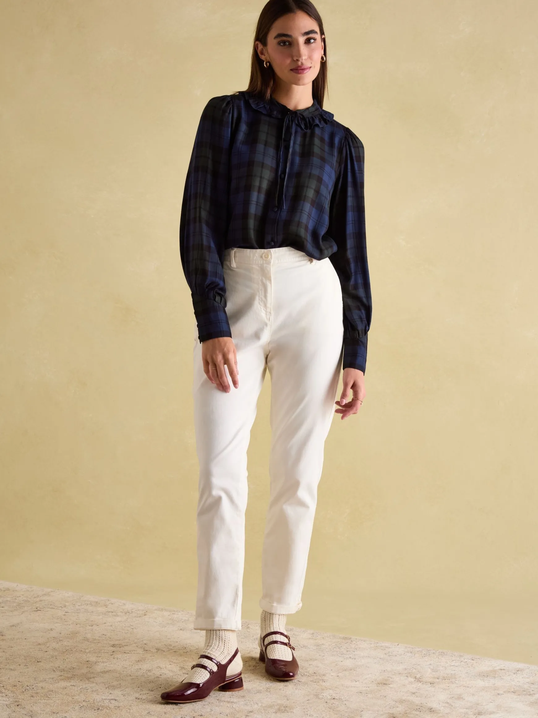 Harper Black Check Pussybow Tie Blouse