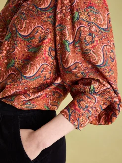 Harper Red Paisley Pussybow Tie Blouse