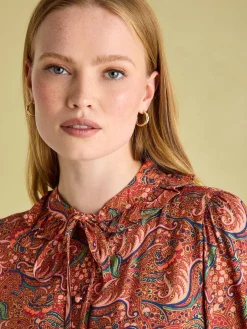 Harper Red Paisley Pussybow Tie Blouse