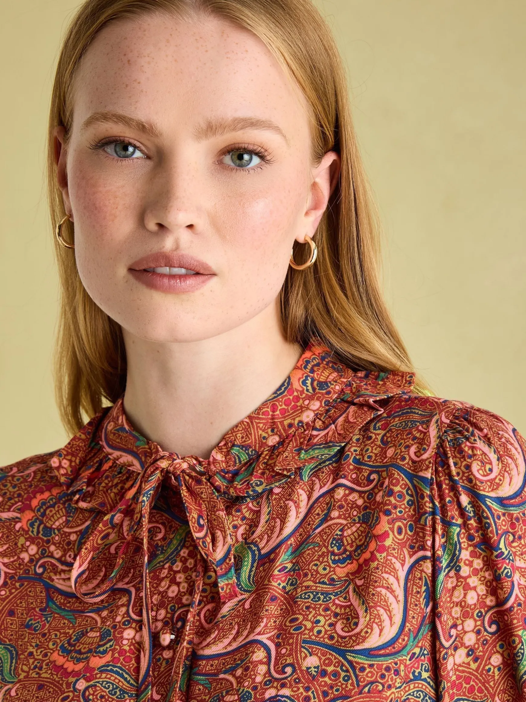 Harper Red Paisley Pussybow Tie Blouse