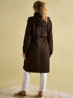 Harpsden Brown Waterproof Long Raincoat with Hood