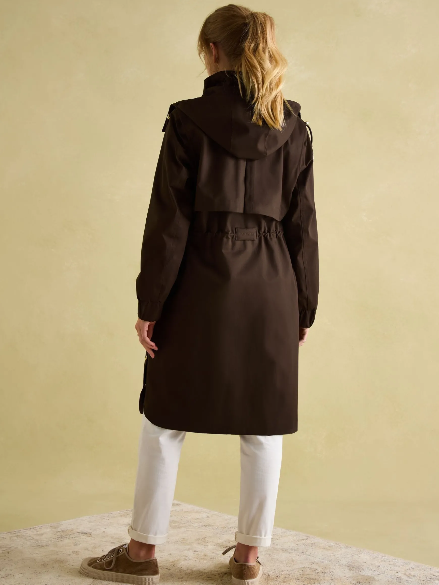 Harpsden Brown Waterproof Long Raincoat with Hood