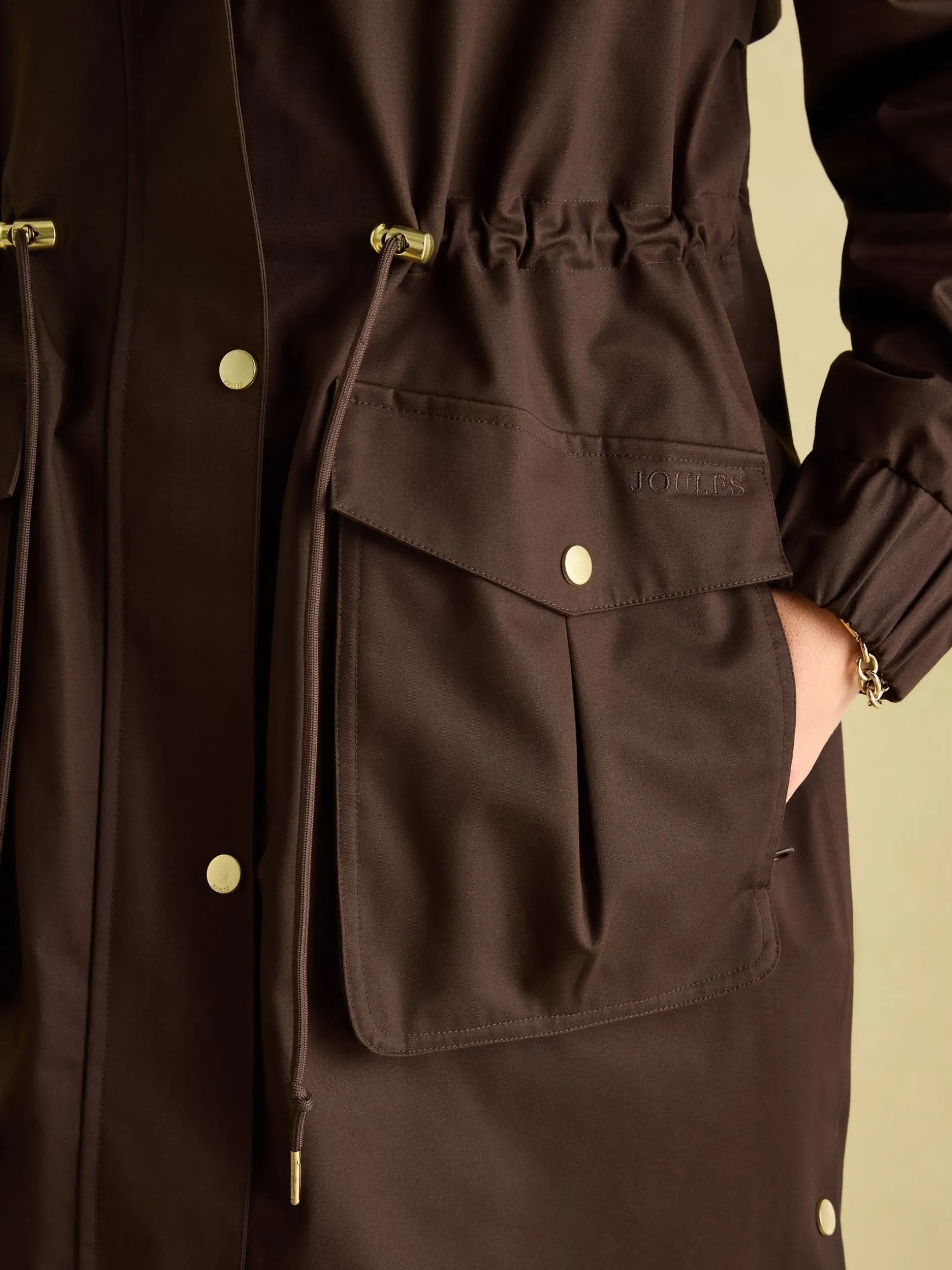 Harpsden Brown Waterproof Long Raincoat with Hood