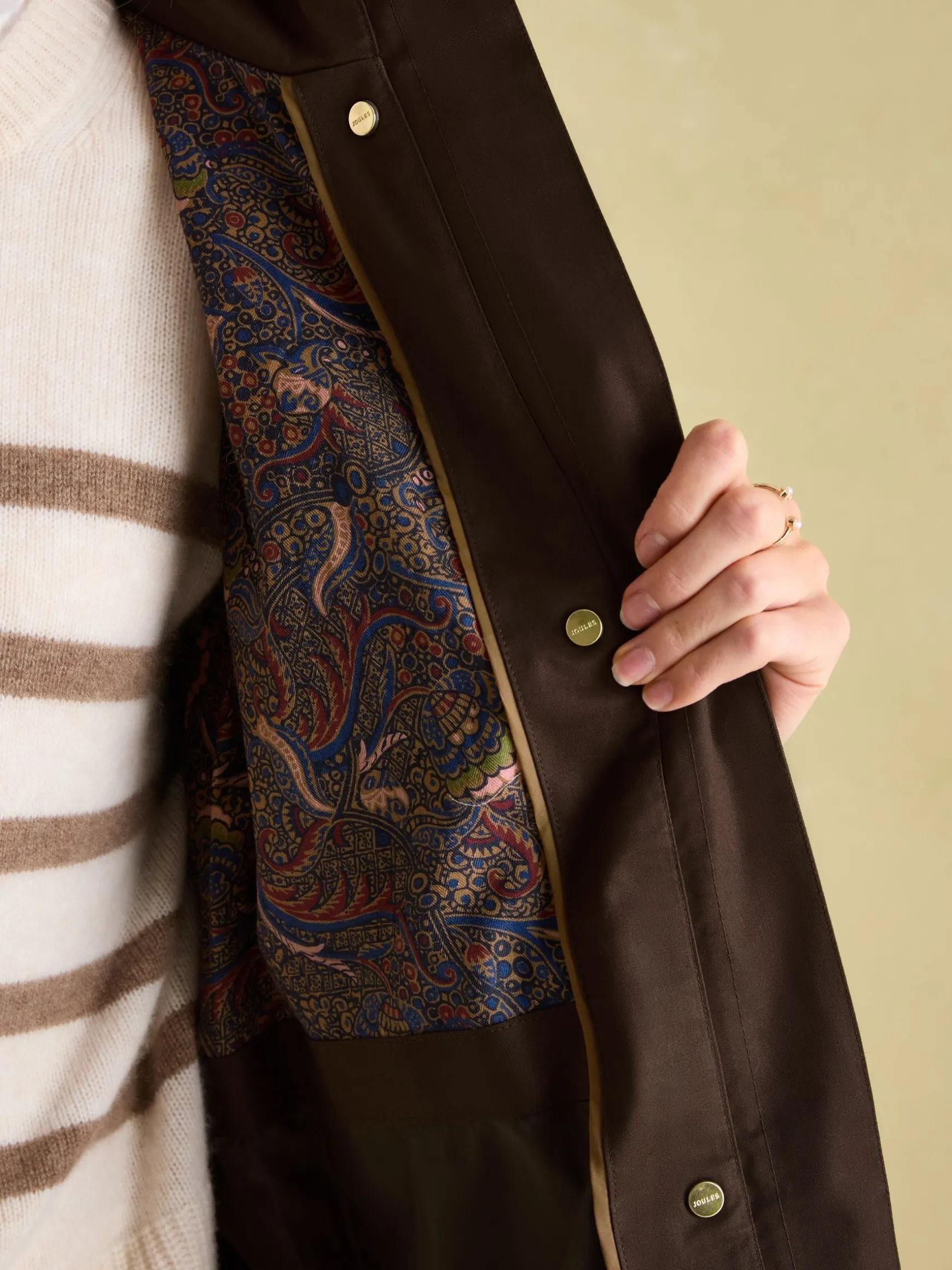 Harpsden Brown Waterproof Long Raincoat with Hood