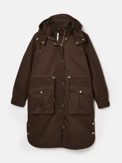 Harpsden Brown Waterproof Long Raincoat with Hood