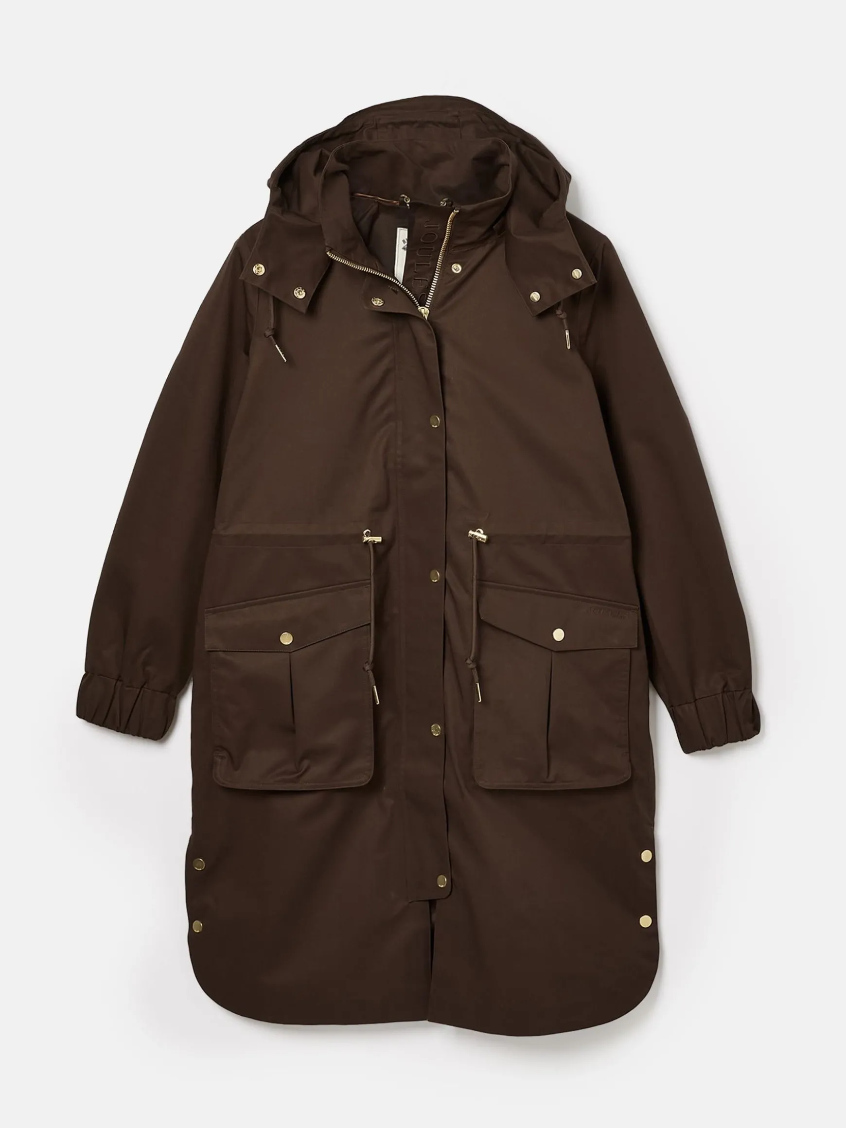 Harpsden Brown Waterproof Long Raincoat with Hood