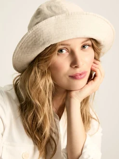 Harriet Neutral Linen Bucket Hat