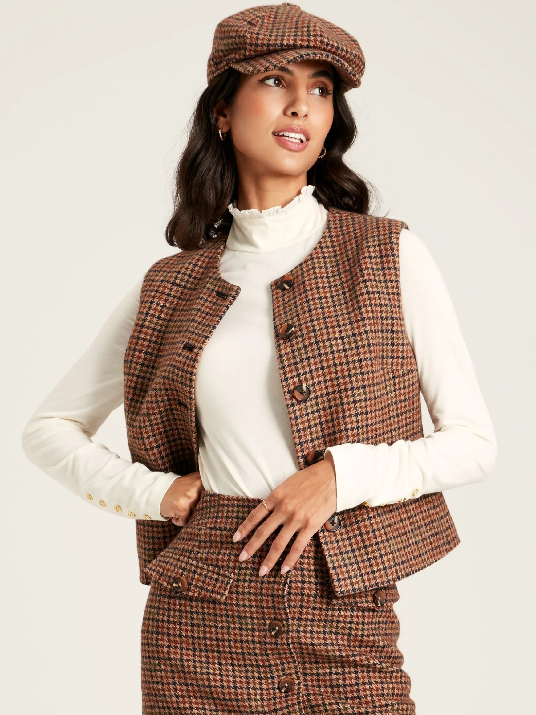 Harrogate Brown Tweed Baker Boy Hat