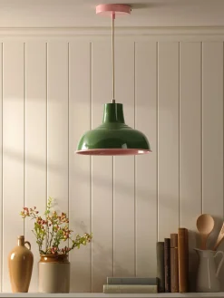 Hatfield Green & Pink Industrial-Style Pendant Light