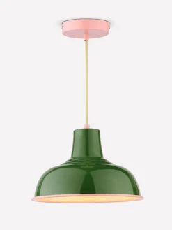 Hatfield Green & Pink Industrial-Style Pendant Light