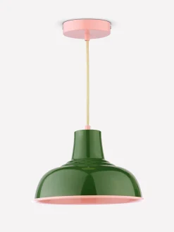 Hatfield Green & Pink Industrial-Style Pendant Light