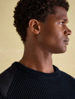 Hatfield Navy Jumper with Woven Patch Detailing