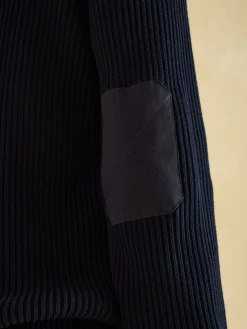 Hatfield Navy Jumper with Woven Patch Detailing