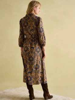 Hazel Brown Floral Jersey Shirt Dress