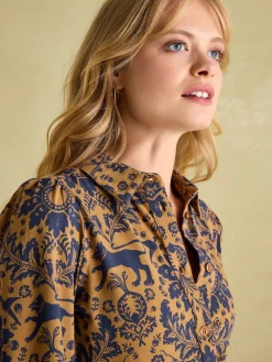 Hazel Brown Floral Jersey Shirt Dress