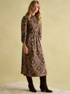 Hazel Brown Floral Jersey Shirt Dress