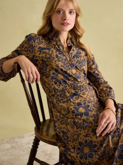 Hazel Brown Floral Jersey Shirt Dress