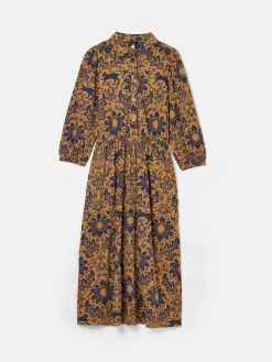 Hazel Brown Floral Jersey Shirt Dress