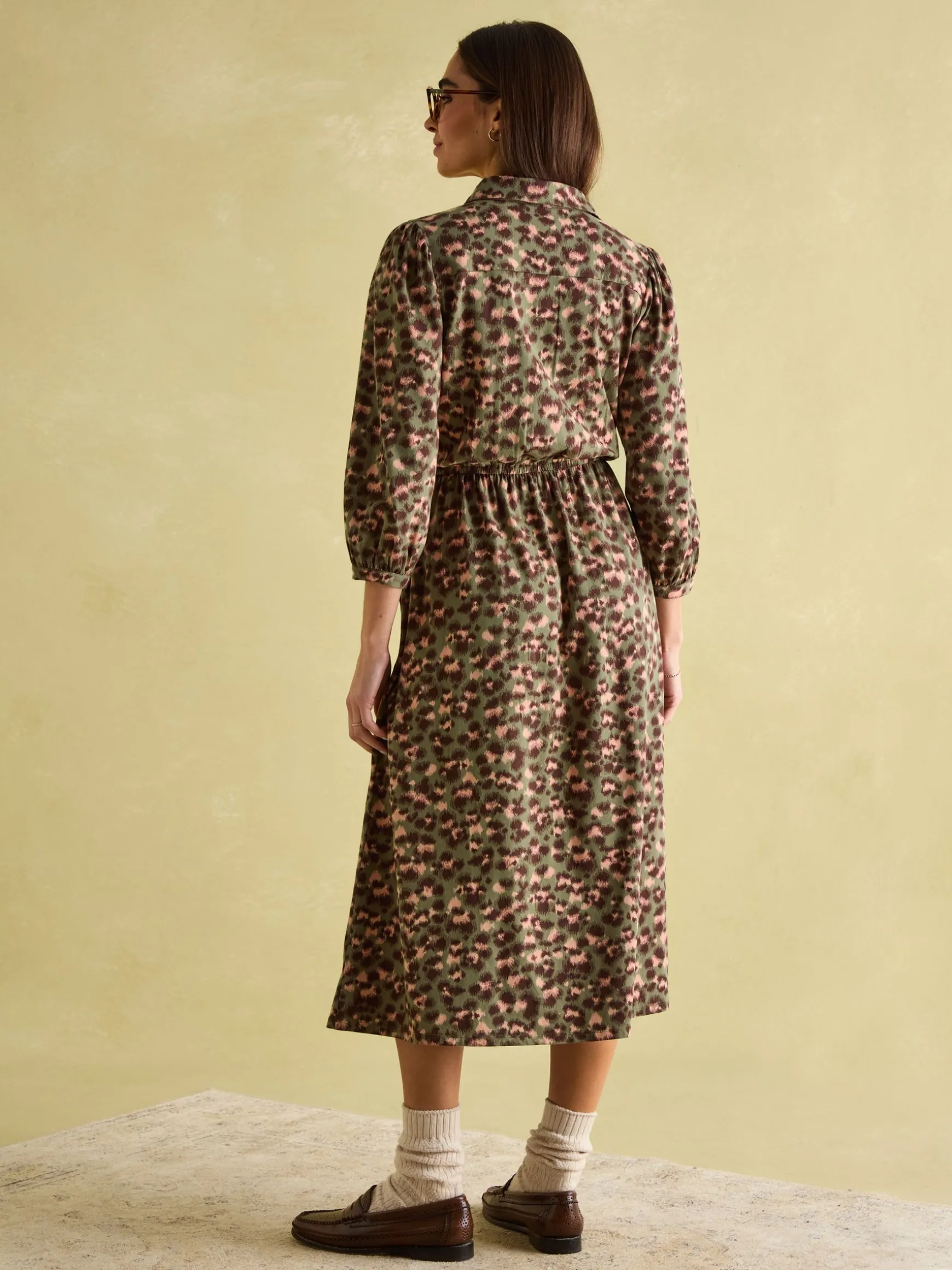 Hazel Khaki Green Jersey Shirt Dress