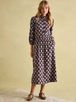 Hazel Navy and Pink Jersey Shirt Dress