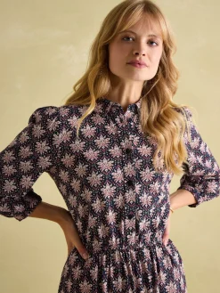 Hazel Navy and Pink Jersey Shirt Dress