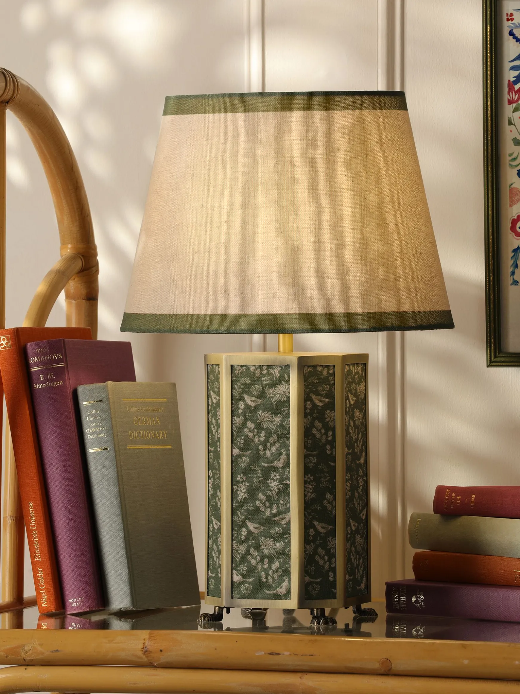 Helmingham Green Printed Claw Foot Table Lamp