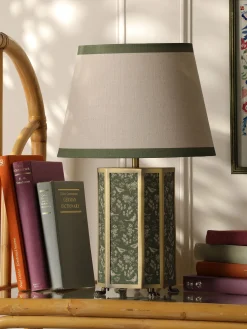 Helmingham Green Printed Claw Foot Table Lamp