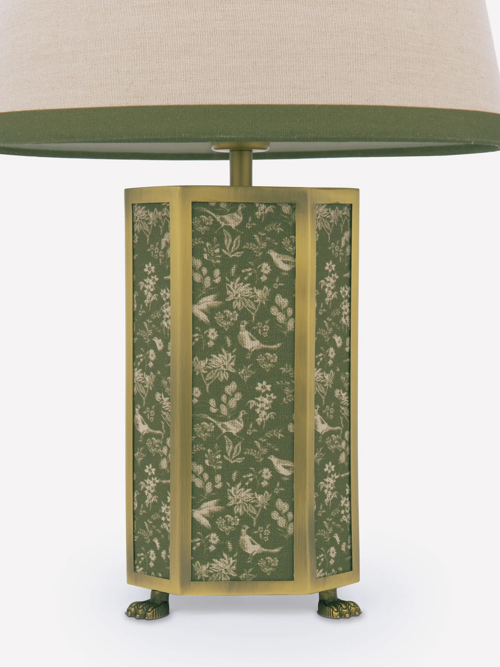 Helmingham Green Printed Claw Foot Table Lamp