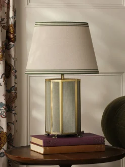 Helmingham Green Stripe Claw Foot Table Lamp