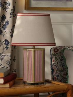 Helmingham Red Stripe Claw Foot Table Lamp