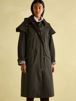 Highbridge Khaki Green Waterproof Longline Coat with Hood