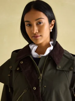 Highbridge Khaki Green Waterproof Longline Coat with Hood