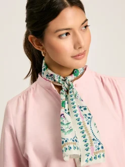 Highgrove Multi/White Skinny Printed Silk Scarf