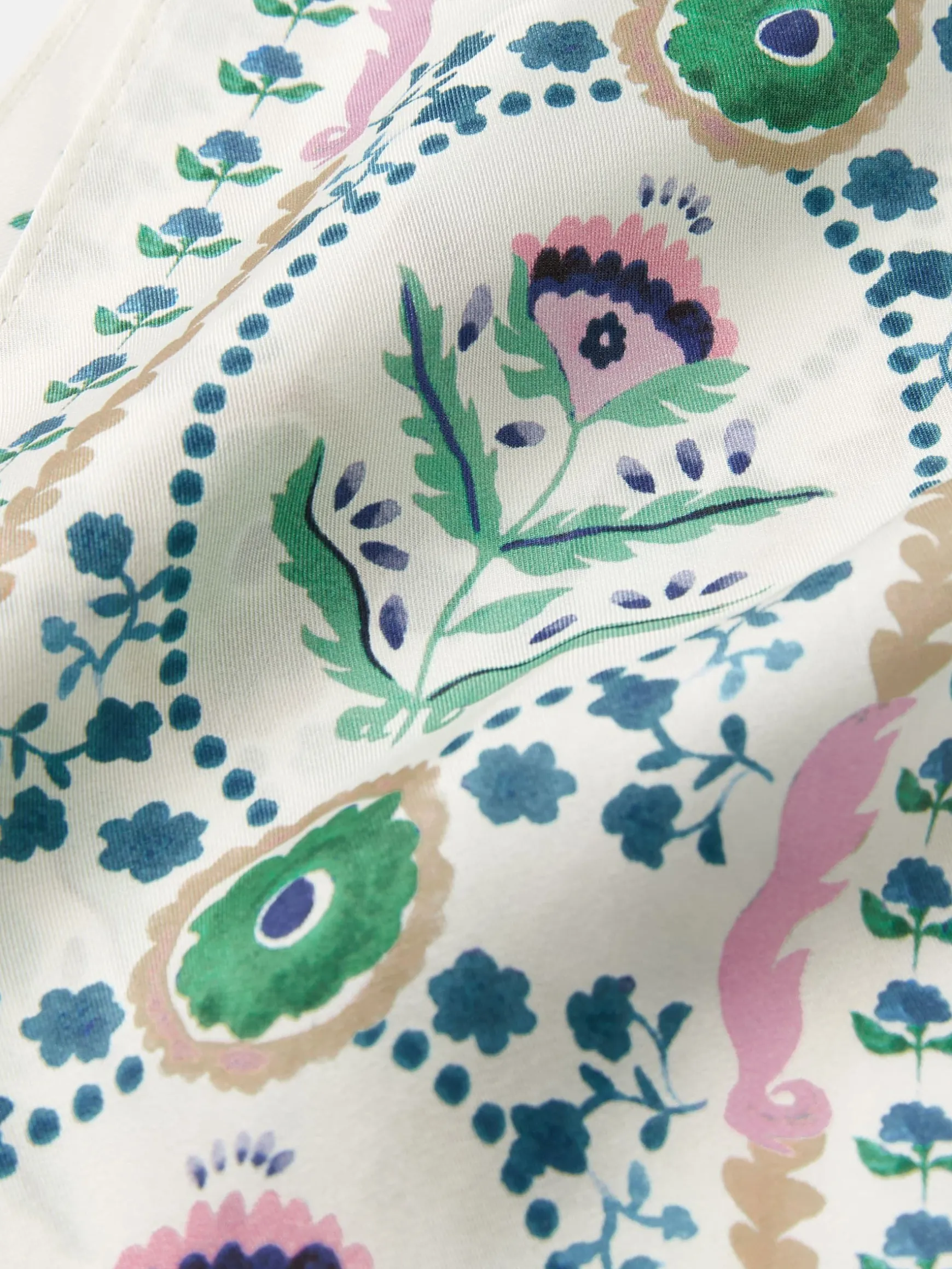 Highgrove Multi/White Skinny Printed Silk Scarf