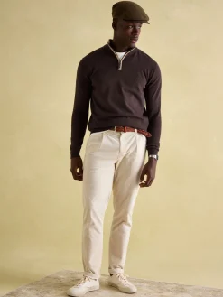 Hillside Brown Quarter Zip Knit Jumper