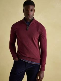 Hillside Burgundy Quarter Zip Knit Jumper