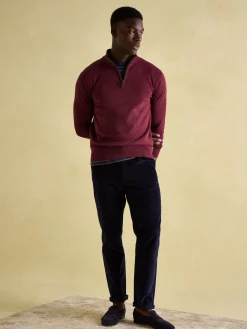 Hillside Burgundy Quarter Zip Knit Jumper