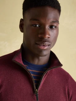 Hillside Burgundy Quarter Zip Knit Jumper