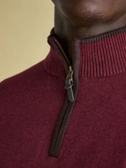 Hillside Burgundy Quarter Zip Knit Jumper