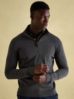 Hillside Charcoal Grey Quarter Zip Knit Jumper